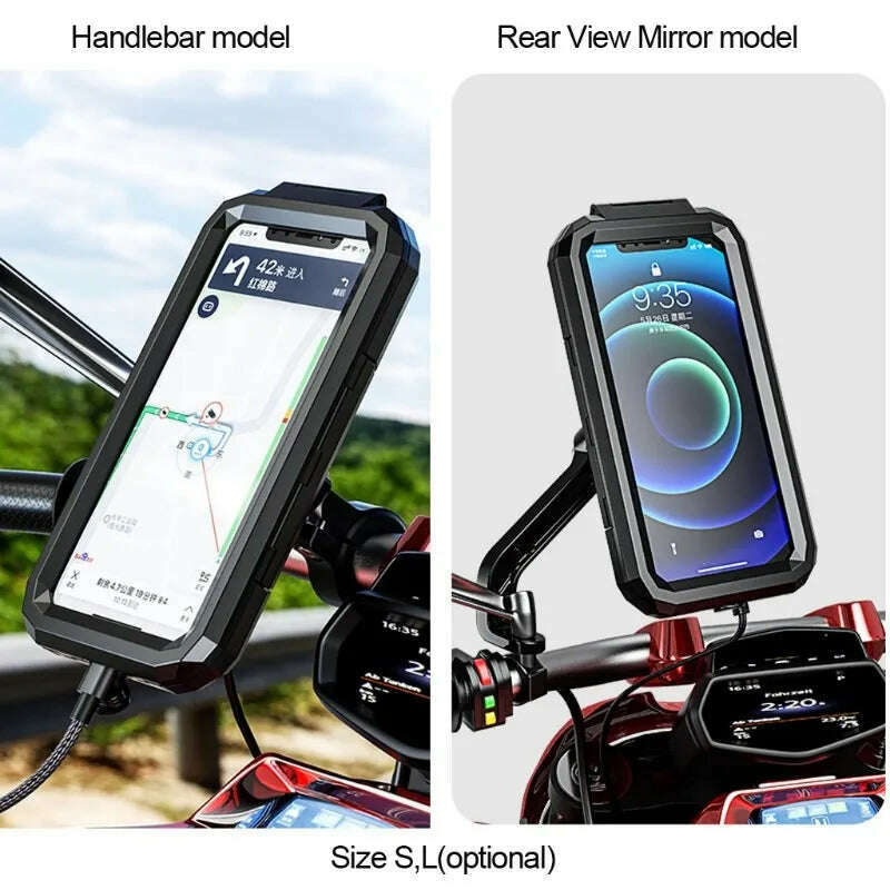 KIMLUD, Waterproof Phone Case Bike Motorcycle Handlebar Rear View Mirror 3 to 6.8" Cellphone Mount Bag Motorbike Scooter Phone Stand, KIMLUD Womens Clothes