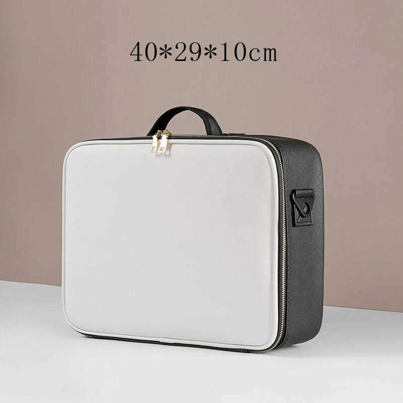 KIMLUD, Waterproof PU Leather Cosmetic Bag Professional Large Capacity Storage Make up Handbag Case Travel Toiletry Makeup bag For Women, Large White, KIMLUD Womens Clothes