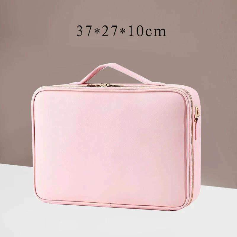 KIMLUD, Waterproof PU Leather Cosmetic Bag Professional Large Capacity Storage Make up Handbag Case Travel Toiletry Makeup bag For Women, KIMLUD Womens Clothes