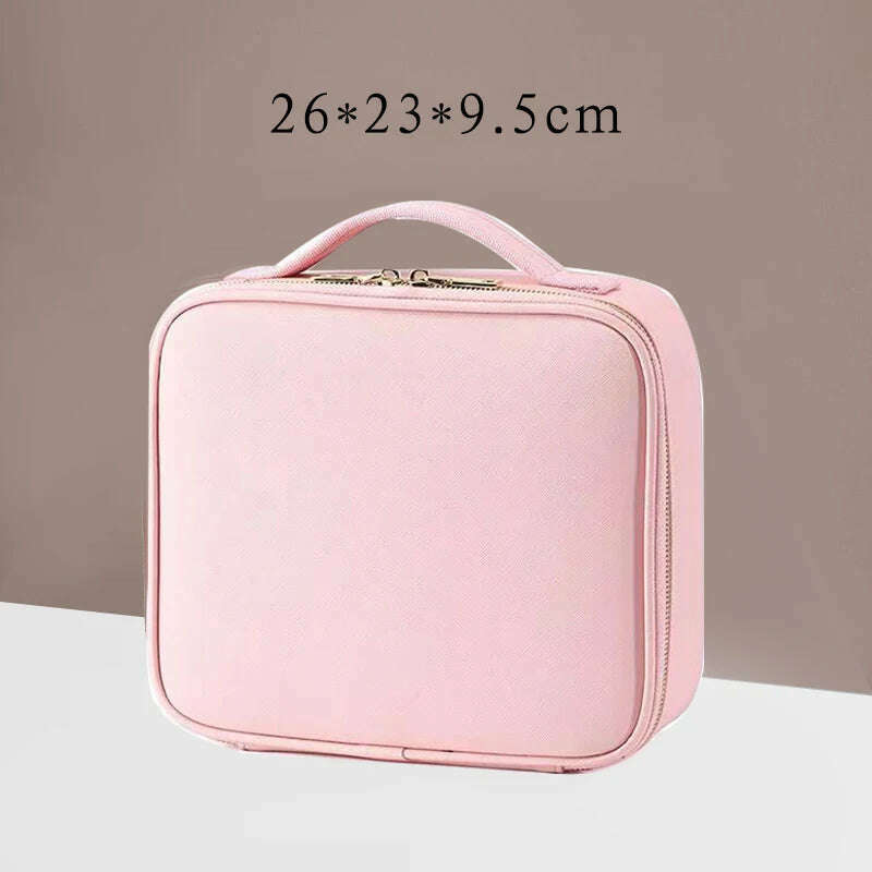 KIMLUD, Waterproof PU Leather Cosmetic Bag Professional Large Capacity Storage Make up Handbag Case Travel Toiletry Makeup bag For Women, Small Pink, KIMLUD Womens Clothes