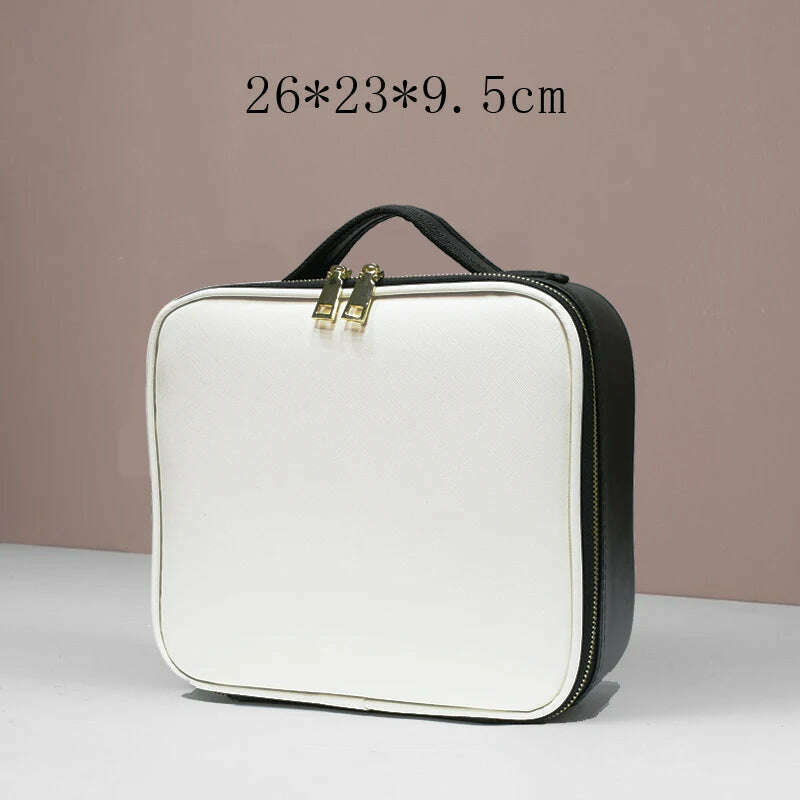 KIMLUD, Waterproof PU Leather Cosmetic Bag Professional Large Capacity Storage Make up Handbag Case Travel Toiletry Makeup bag For Women, Small White, KIMLUD Womens Clothes