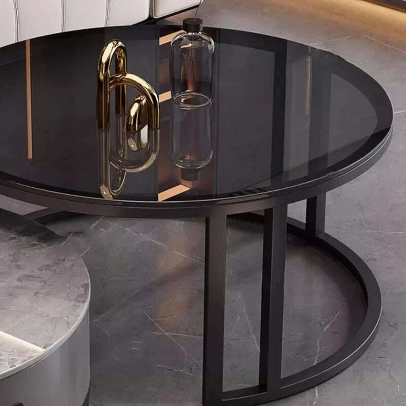 KIMLUD, Waterproof Round Coffee Tables Modern Storage Low Marble Mobile Table White Minimalist Floor Mesa Auxiliar Home Furniture, KIMLUD Womens Clothes