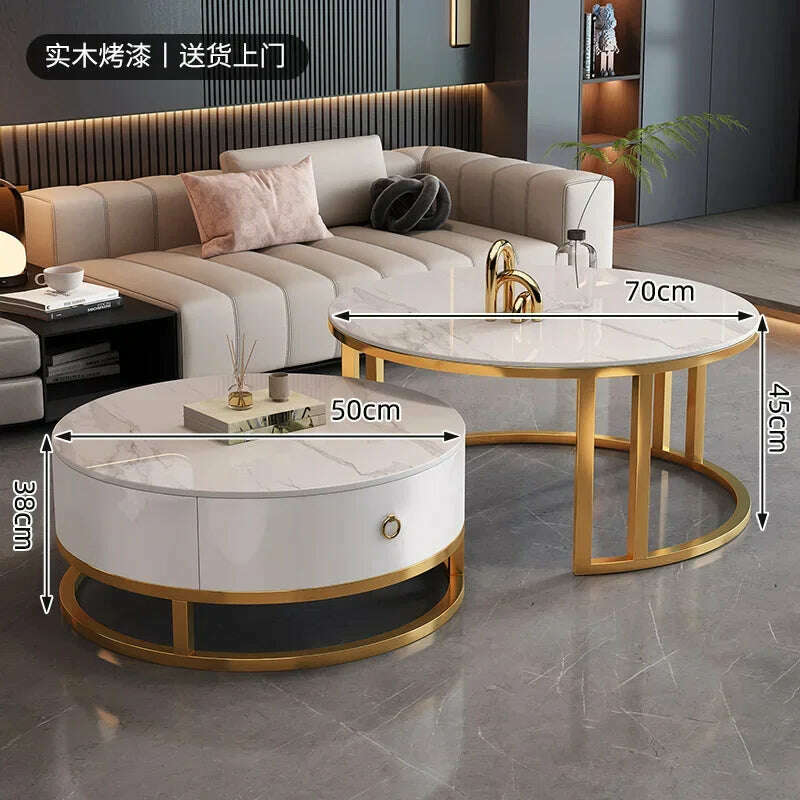 KIMLUD, Waterproof Round Coffee Tables Modern Storage Low Marble Mobile Table White Minimalist Floor Mesa Auxiliar Home Furniture, style15, KIMLUD APPAREL - Womens Clothes