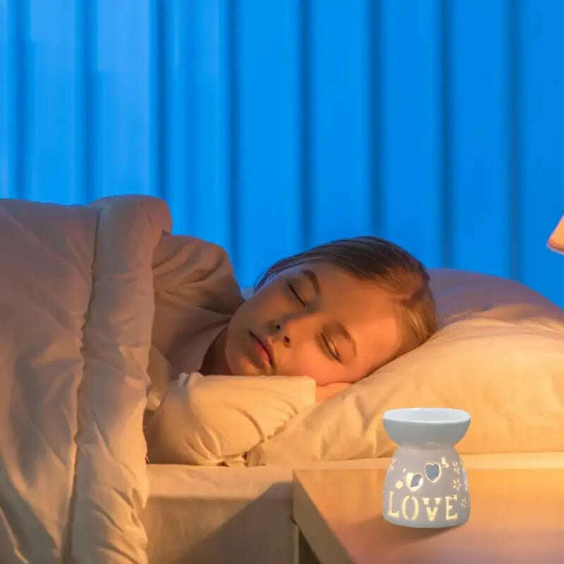 Wax Melt Essential Oil Burner Ceramic Candle Holder White Hollow Design Aromatherapy Tarts Assorted Wax Scented Candle Warmer - KIMLUD