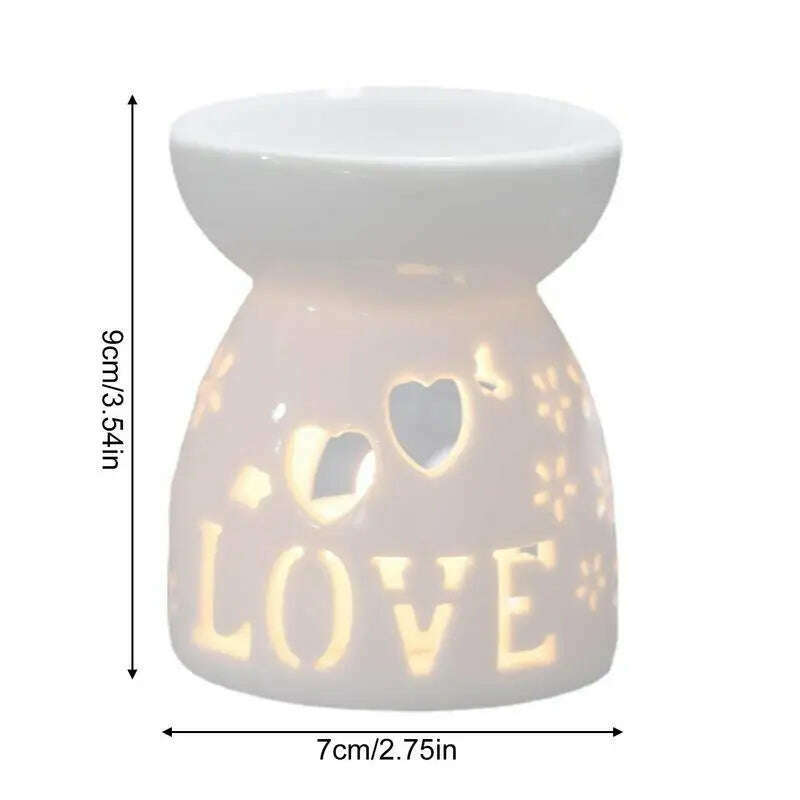 Wax Melt Essential Oil Burner Ceramic Candle Holder White Hollow Design Aromatherapy Tarts Assorted Wax Scented Candle Warmer - KIMLUD