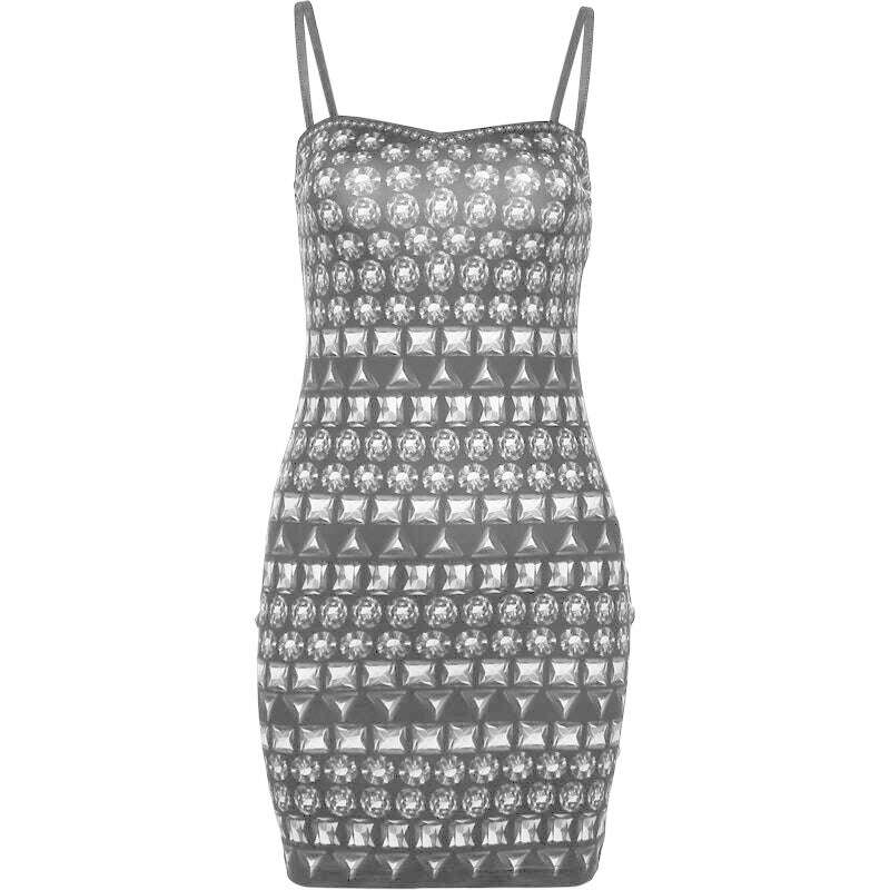 KIMLUD, Weird Puss Sling Straps Women Dress Contrast Color Print Sleeveless Slim Fit Mini Bodycon Sexy Midnight Clubwear Streetwear Robe, KIMLUD Womens Clothes