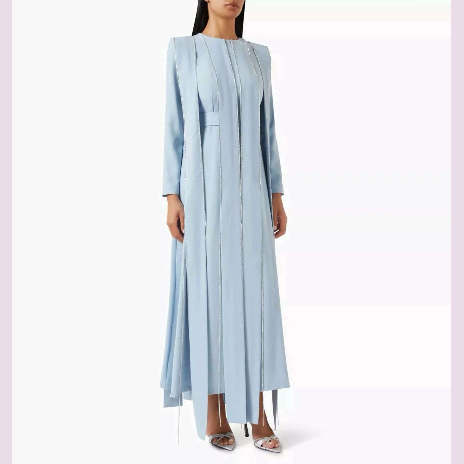 KIMLUD, Welove Customized 2025 New O Neck Evening Dresses Long Sleeves Crystal Elegant Prom Dresses فساتين مناسبة رسمية vestidos de, KIMLUD Womens Clothes