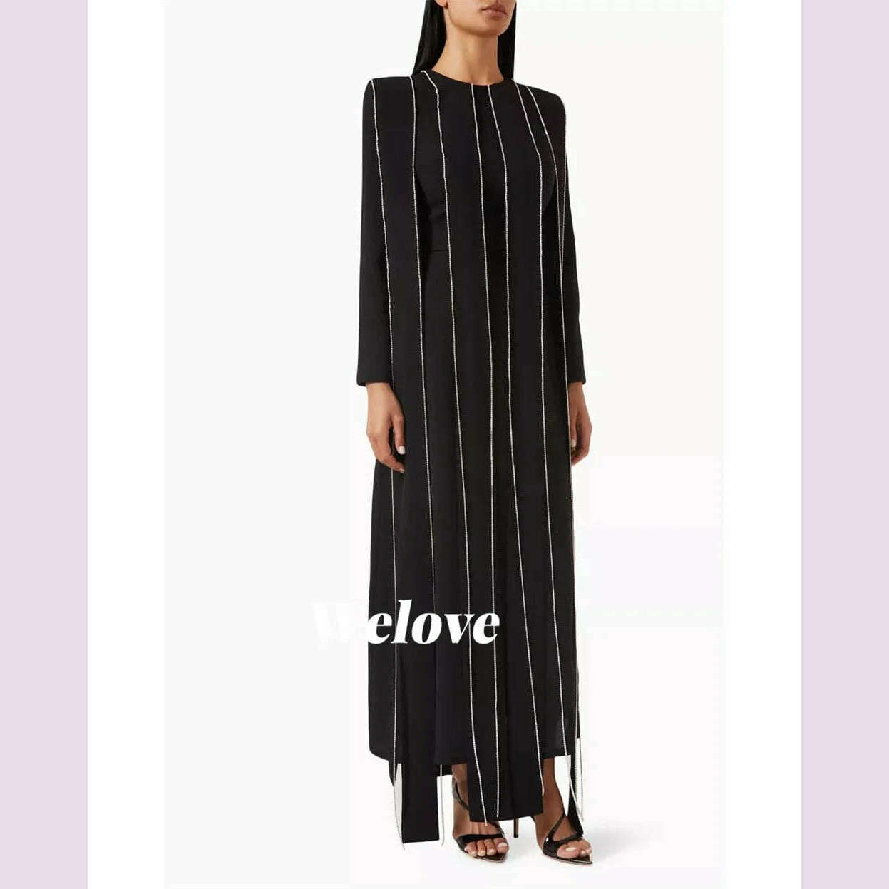 KIMLUD, Welove Customized 2025 New O Neck Evening Dresses Long Sleeves Crystal Elegant Prom Dresses فساتين مناسبة رسمية vestidos de, KIMLUD Womens Clothes