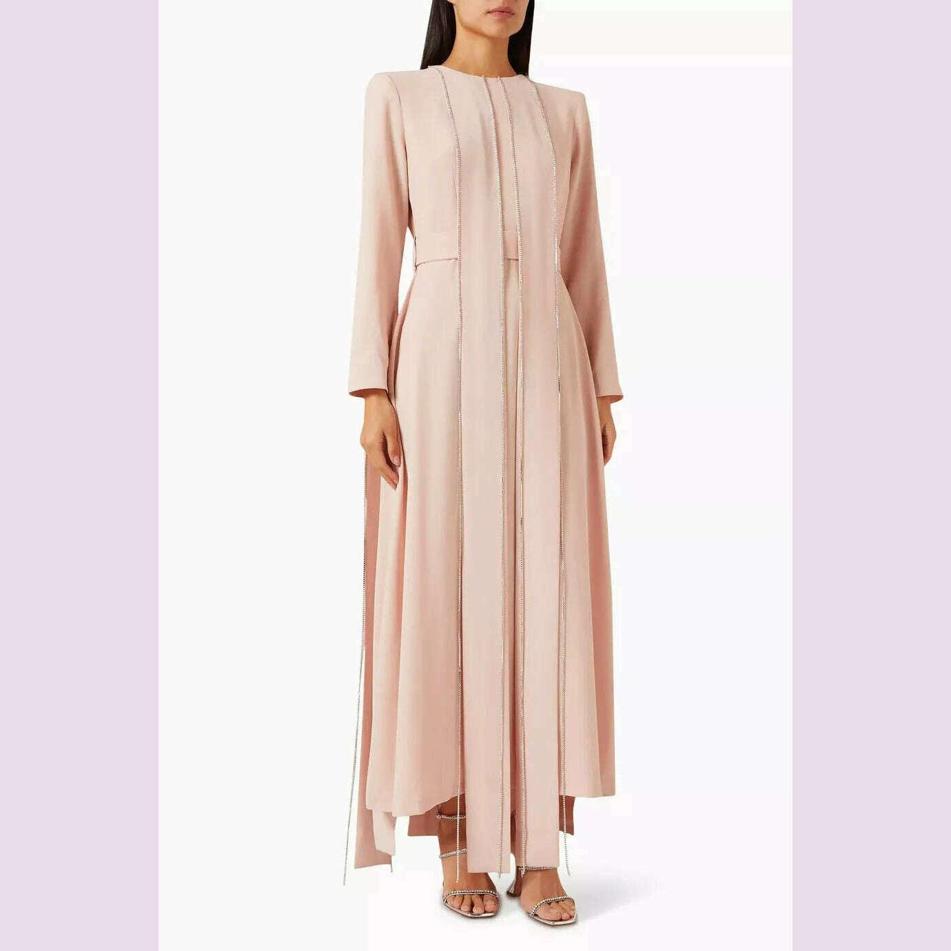 KIMLUD, Welove Customized 2025 New O Neck Evening Dresses Long Sleeves Crystal Elegant Prom Dresses فساتين مناسبة رسمية vestidos de, Light Pink / 14W, KIMLUD APPAREL - Womens Clothes