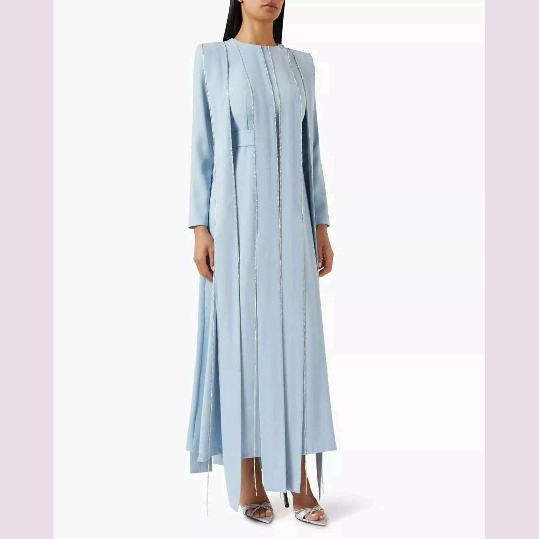 KIMLUD, Welove Customized 2025 New O Neck Evening Dresses Long Sleeves Crystal Elegant Prom Dresses فساتين مناسبة رسمية vestidos de, picture color / 2, KIMLUD APPAREL - Womens Clothes