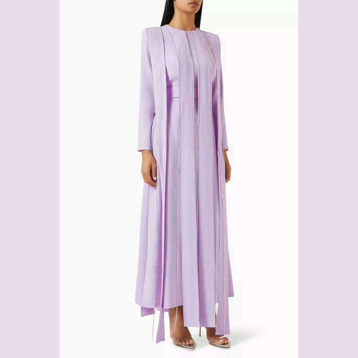 KIMLUD, Welove Customized 2025 New O Neck Evening Dresses Long Sleeves Crystal Elegant Prom Dresses فساتين مناسبة رسمية vestidos de, Light Purple / 14W, KIMLUD APPAREL - Womens Clothes