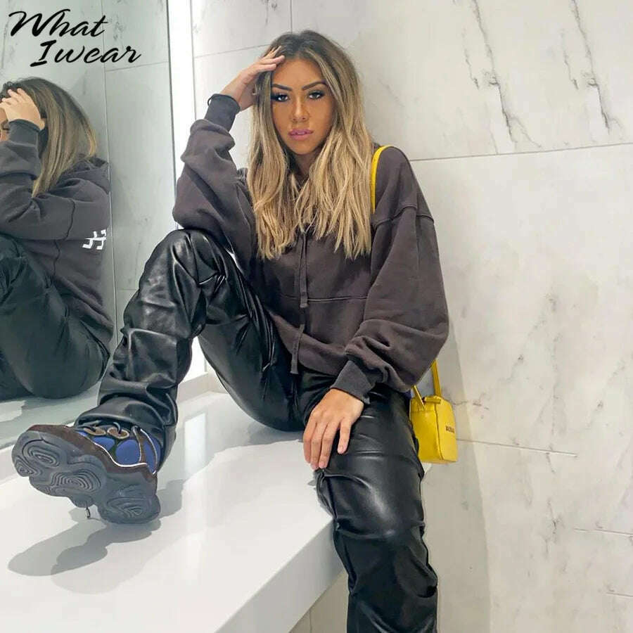 KIMLUD, Whatiwear Summer Leather Women Pants Y2k Black High Waist Long Streetwear Spring Woman Trousers Pleated Sexy Aesthetic 2022, KIMLUD Womens Clothes