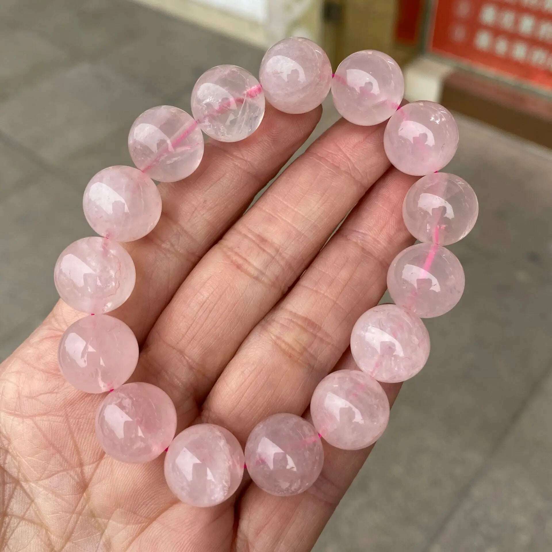 KIMLUD, Wholesale Natural Stone Pink Rose Quartz Beads Bracelet For Women Men Fashion Healing Crystal Yoga Jewelry Gift, KIMLUD Womens Clothes