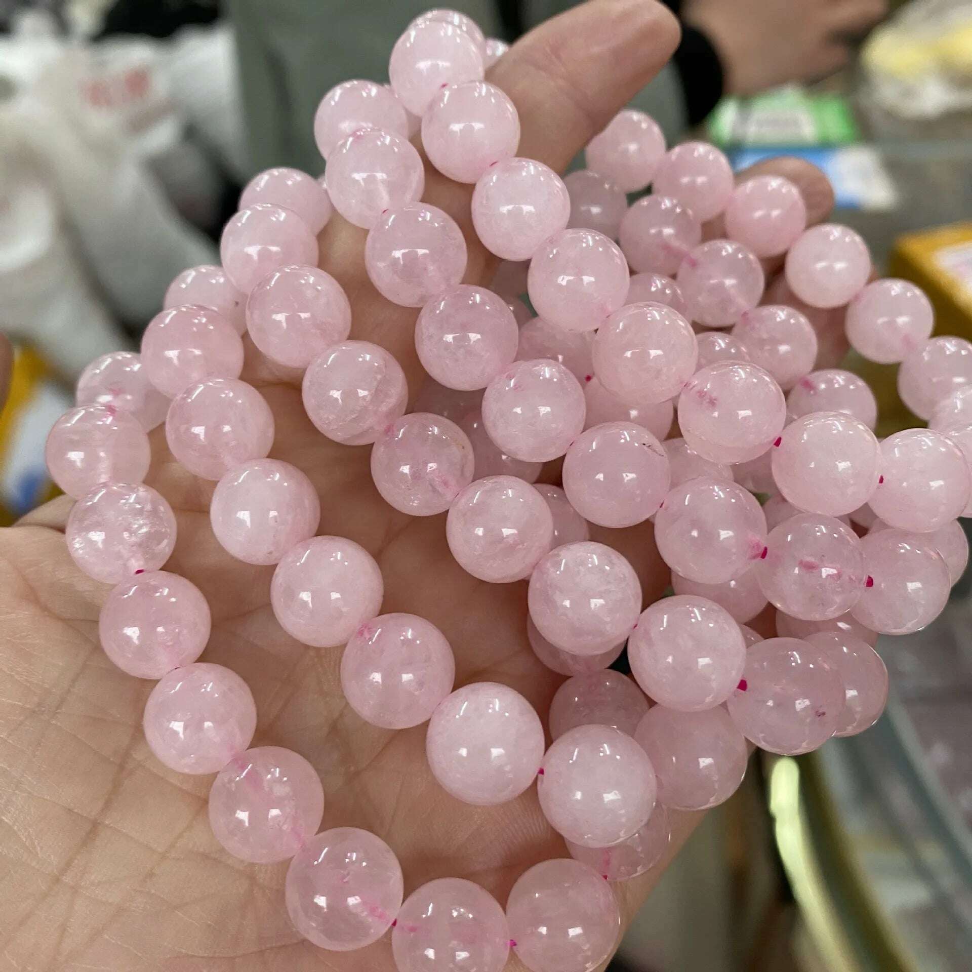 KIMLUD, Wholesale Natural Stone Pink Rose Quartz Beads Bracelet For Women Men Fashion Healing Crystal Yoga Jewelry Gift, KIMLUD Womens Clothes