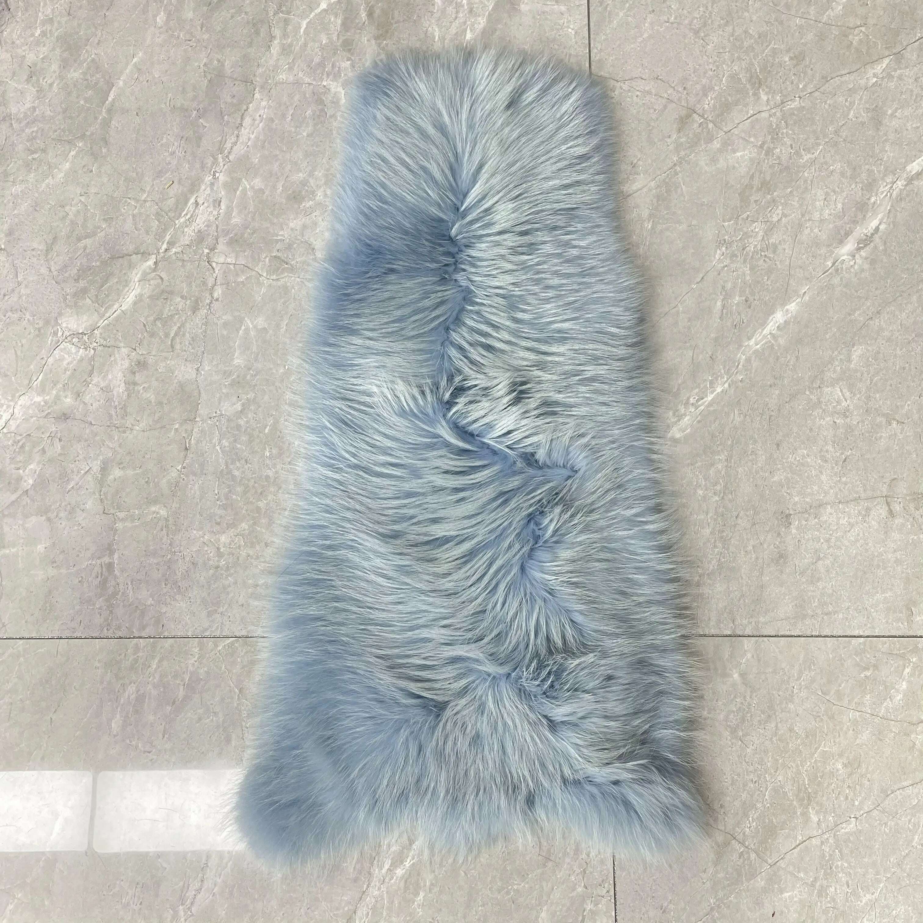 KIMLUD, Wholeskin Men Golden Fox Fur Long Coats Shawl Collar Winter Overcoats Genuine Natural Fox Furs Jacket, Light Blue / XS(88cm), KIMLUD Womens Clothes