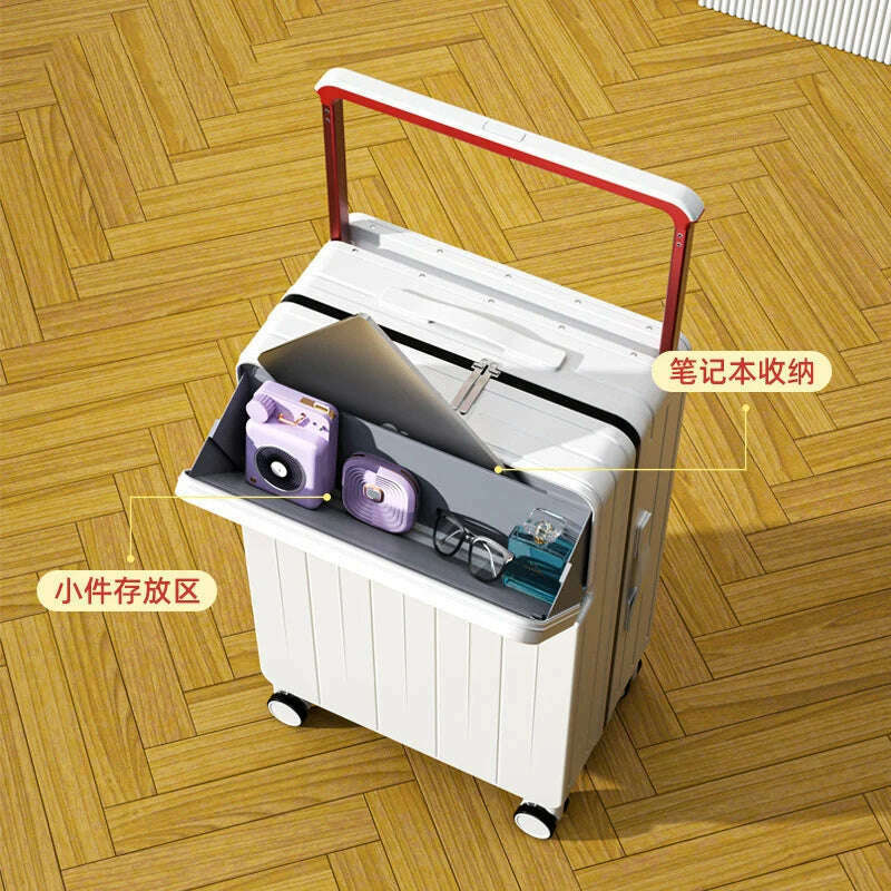 KIMLUD, Wide pull rod suitcase 20"22"24"26 Inch multifunctional pull rod box front opening password travel luggage boarding Travel box, KIMLUD Womens Clothes