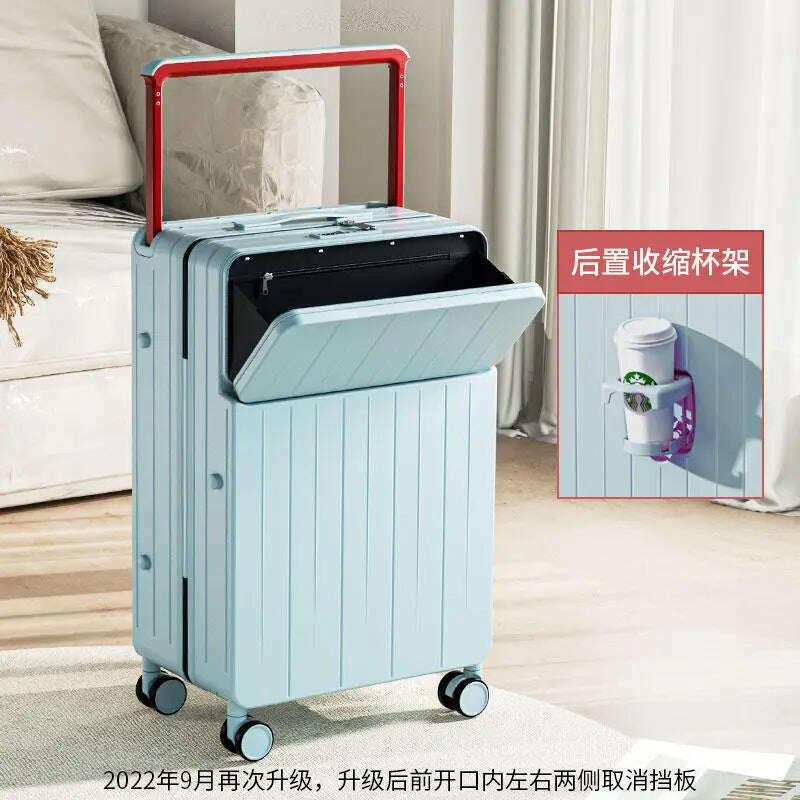 KIMLUD, Wide pull rod suitcase 20"22"24"26 Inch multifunctional pull rod box front opening password travel luggage boarding Travel box, KIMLUD Womens Clothes