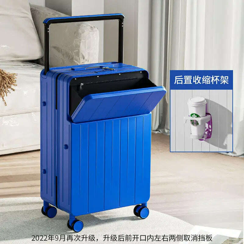 KIMLUD, Wide pull rod suitcase 20"22"24"26 Inch multifunctional pull rod box front opening password travel luggage boarding Travel box, Dark blue / 20Inches 500mm, KIMLUD APPAREL - Womens Clothes