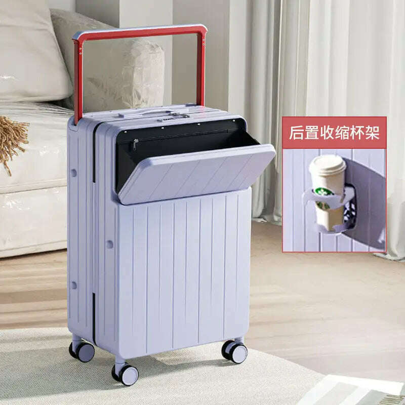 KIMLUD, Wide pull rod suitcase 20"22"24"26 Inch multifunctional pull rod box front opening password travel luggage boarding Travel box, Purple / 20Inches 500mm, KIMLUD APPAREL - Womens Clothes