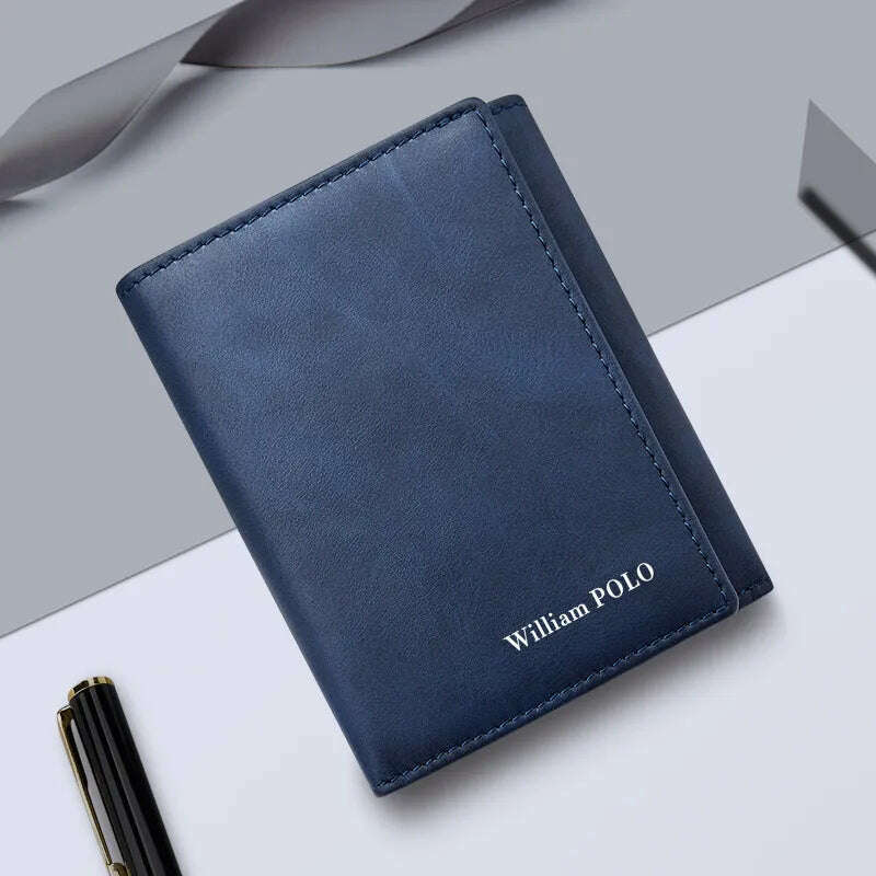 WILLIAMPOLO 2024 New Men's Wallet Leather Men's Anti THeft Wallet For Card Document Holder Side Purse Male Cool Purse Boy - KIMLUD