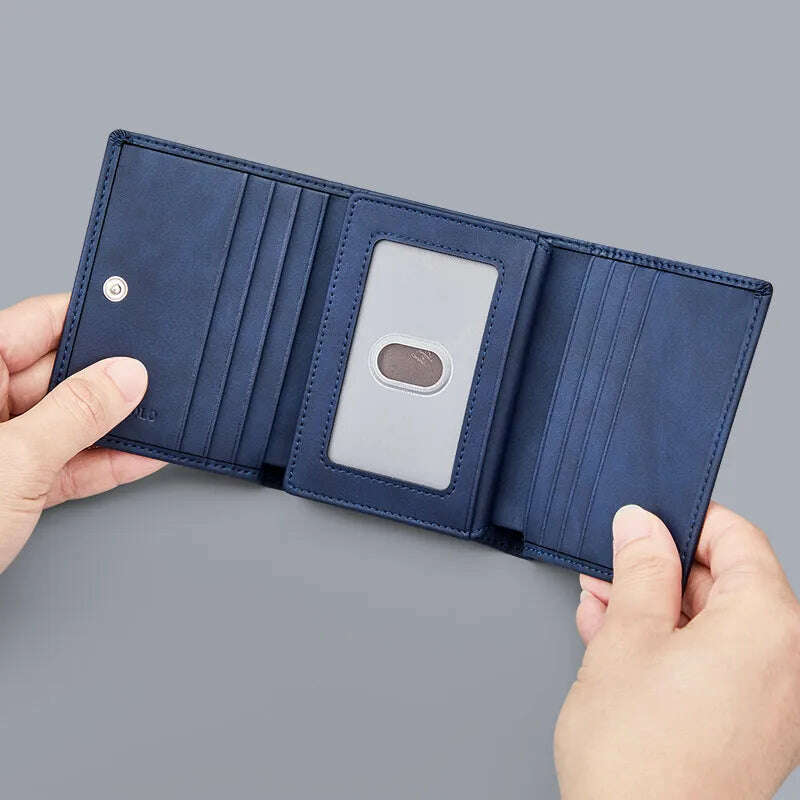 WILLIAMPOLO 2024 New Men's Wallet Leather Men's Anti THeft Wallet For Card Document Holder Side Purse Male Cool Purse Boy - KIMLUD