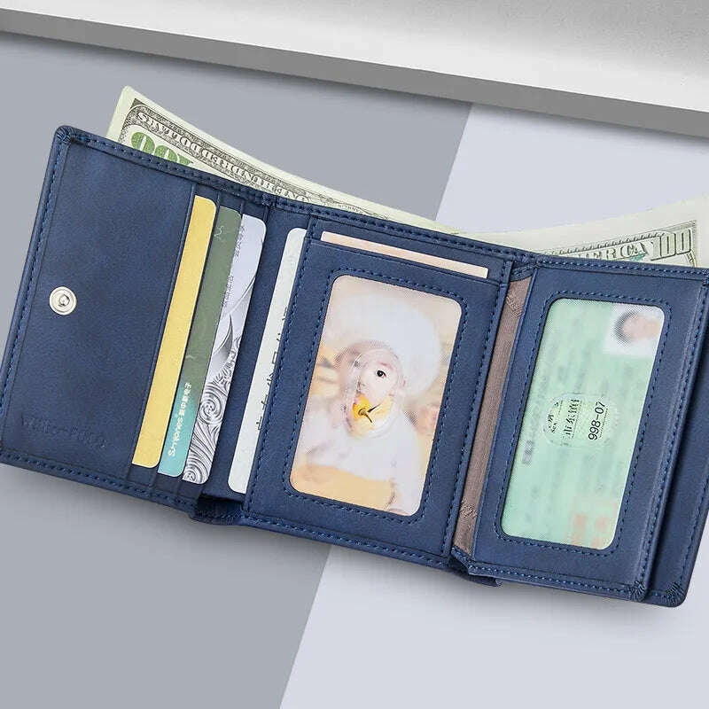 WILLIAMPOLO 2024 New Men's Wallet Leather Men's Anti THeft Wallet For Card Document Holder Side Purse Male Cool Purse Boy - KIMLUD