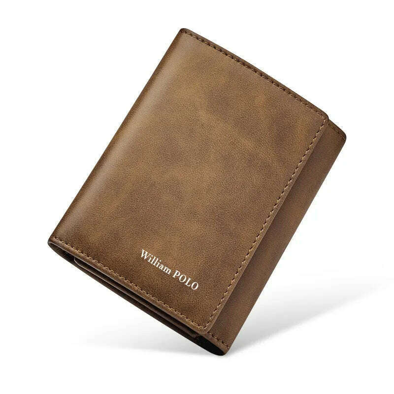 WILLIAMPOLO 2024 New Men's Wallet Leather Men's Anti THeft Wallet For Card Document Holder Side Purse Male Cool Purse Boy - KIMLUD