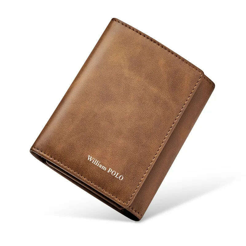 WILLIAMPOLO 2024 New Men's Wallet Leather Men's Anti THeft Wallet For Card Document Holder Side Purse Male Cool Purse Boy - KIMLUD