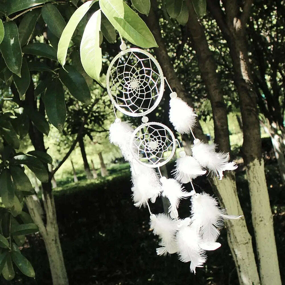 KIMLUD, Wind Chimes Handmade Dream Catcher Net With Feathers Wall Hanging Dreamcatcher Craft Gift Christmas Decoration For Home, KIMLUD Womens Clothes