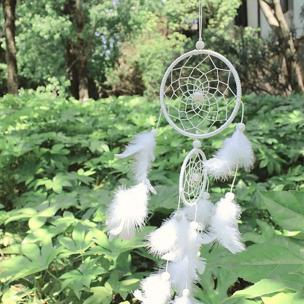 KIMLUD, Wind Chimes Handmade Dream Catcher Net With Feathers Wall Hanging Dreamcatcher Craft Gift Christmas Decoration For Home, KIMLUD Womens Clothes
