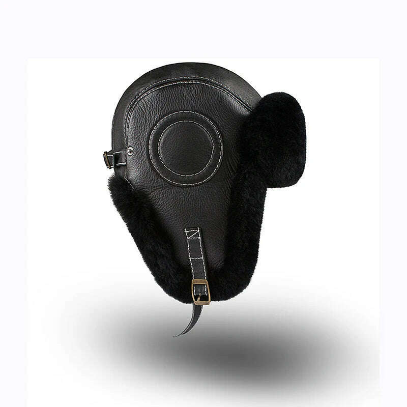 Winter Bomber Hats Rex Rabbit Fur Earflap Russian Ushanka Men Trapper Aviator Pilot Hat Real Leather Fur Snow Caps - KIMLUD