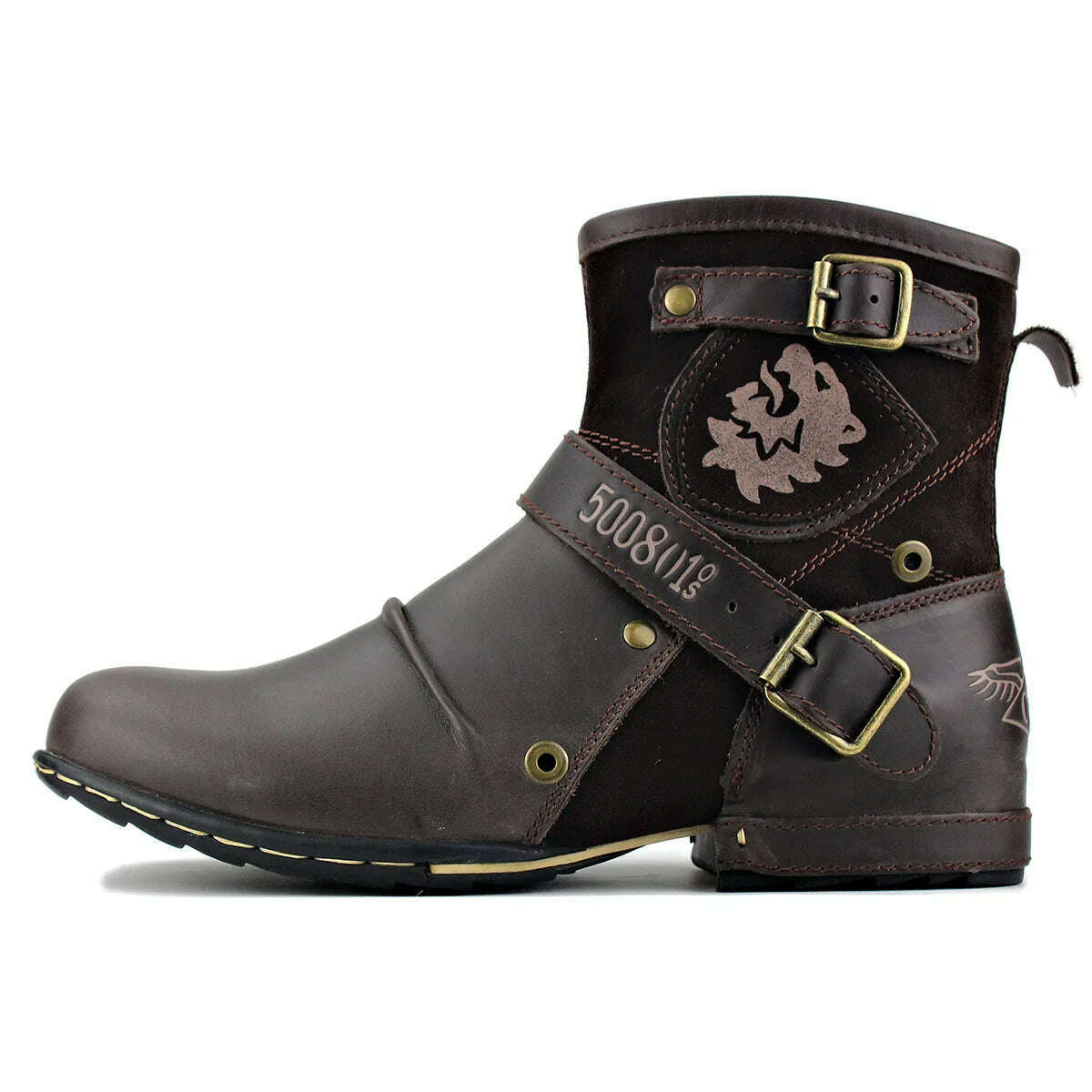 KIMLUD, WInter Fashion Men's Shoes Boots Warm Leather Vintage Motorcycle Male Boots Riding Retro 2023 Metal Style Zippers Men's Shoes, coffee / 39, KIMLUD APPAREL - Womens Clothes