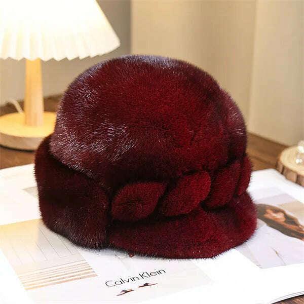 KIMLUD, Winter Hat Women Russian Mink Fur Hat Women Outdoor Winter Hat Earmuff Ski Cap Winter Hat Woman Keep Warm Ladies Fur Hat, KIMLUD Womens Clothes