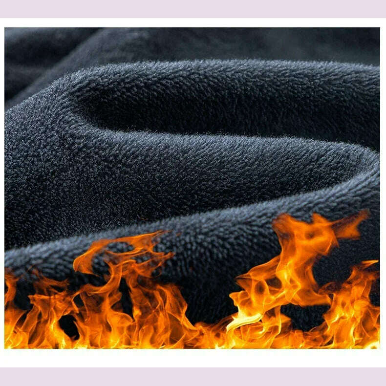 KIMLUD, Winter Korean Fashion Brushed Jeans for Men's Thickened Warm Elastic Slim Comfortable Straight Fleece Denim Trousers, KIMLUD Womens Clothes