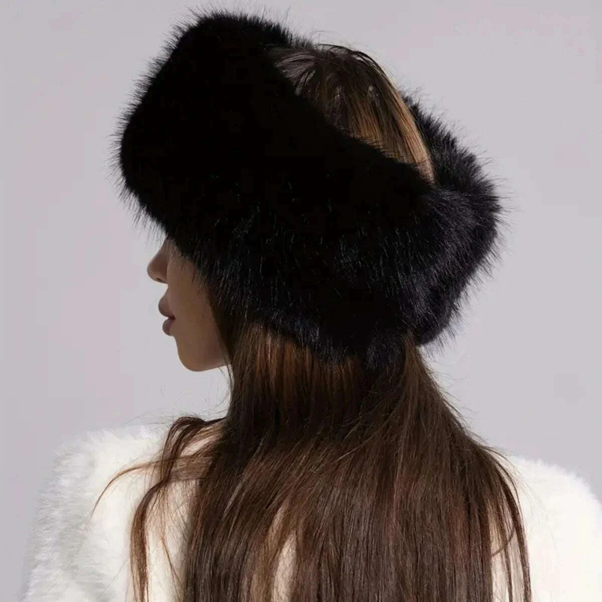 KIMLUD, Winter lmitation Fur Thickened Hat Without Top Hat, BreathableComfortable Outdoor Travel Brimless Hat, KIMLUD Womens Clothes