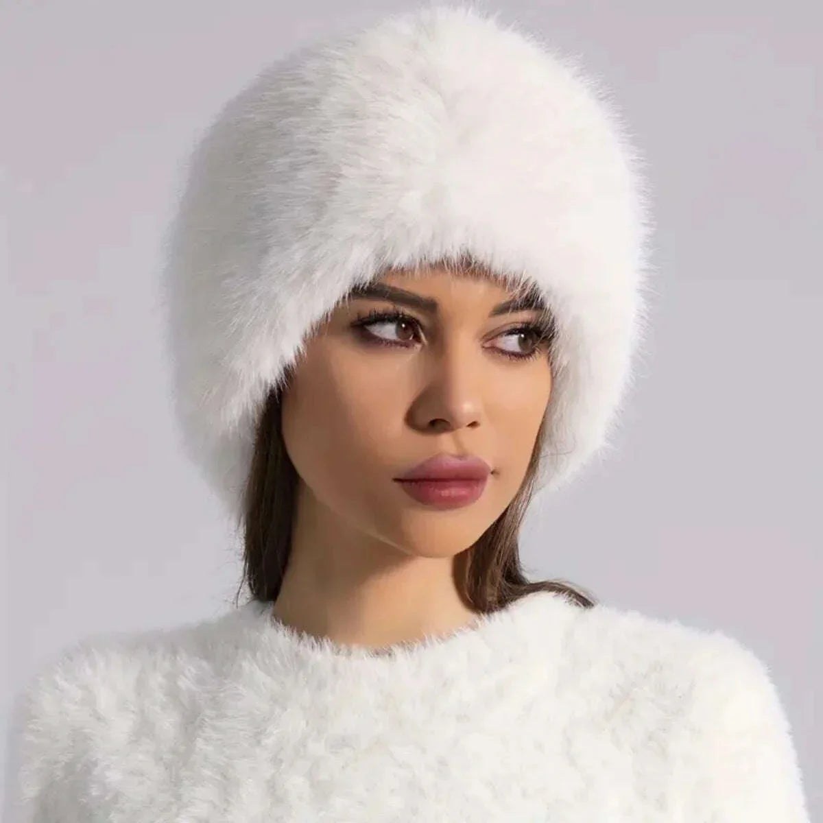 KIMLUD, Winter lmitation Fur Thickened Hat Without Top Hat, BreathableComfortable Outdoor Travel Brimless Hat, KIMLUD Womens Clothes