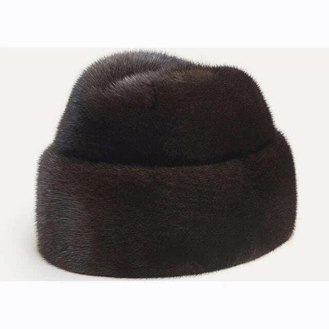 KIMLUD, Winter Men Fur Cap Genuine Natural Mink Fur Hat Headgear Russian Outdoor Man mink Fur Beanies Cap Men Warm Fashion Bomber Hat, KIMLUD Womens Clothes
