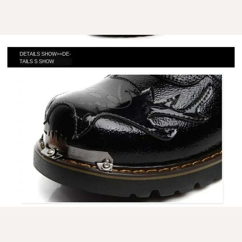 KIMLUD, Winter Men Motorcycle Boots New Fashion Mid-Calf Punk Rock Punk Shoes Mens Genuine Leather Black High Top Mens Casual Boot 38-46, KIMLUD Womens Clothes