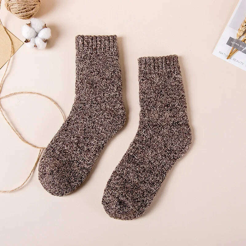 Winter Men's Merino Wool Socks Super Thick Warm High Quality Harajuku Retro Snow Casual Antifreeze Cashmere Socks Men 3 Pair - KIMLUD