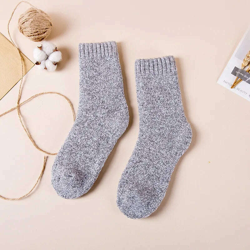 Winter Men's Merino Wool Socks Super Thick Warm High Quality Harajuku Retro Snow Casual Antifreeze Cashmere Socks Men 3 Pair - KIMLUD