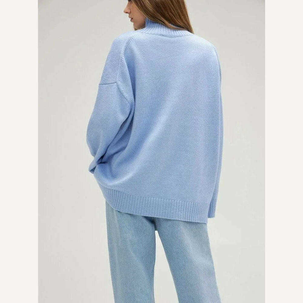 KIMLUD, Winter Women's Turtleneck Oversize Sweater Pullover Female Vintage Jumper Solid Warm Knitted Sweater Soft 2023 White Green, KIMLUD Womens Clothes