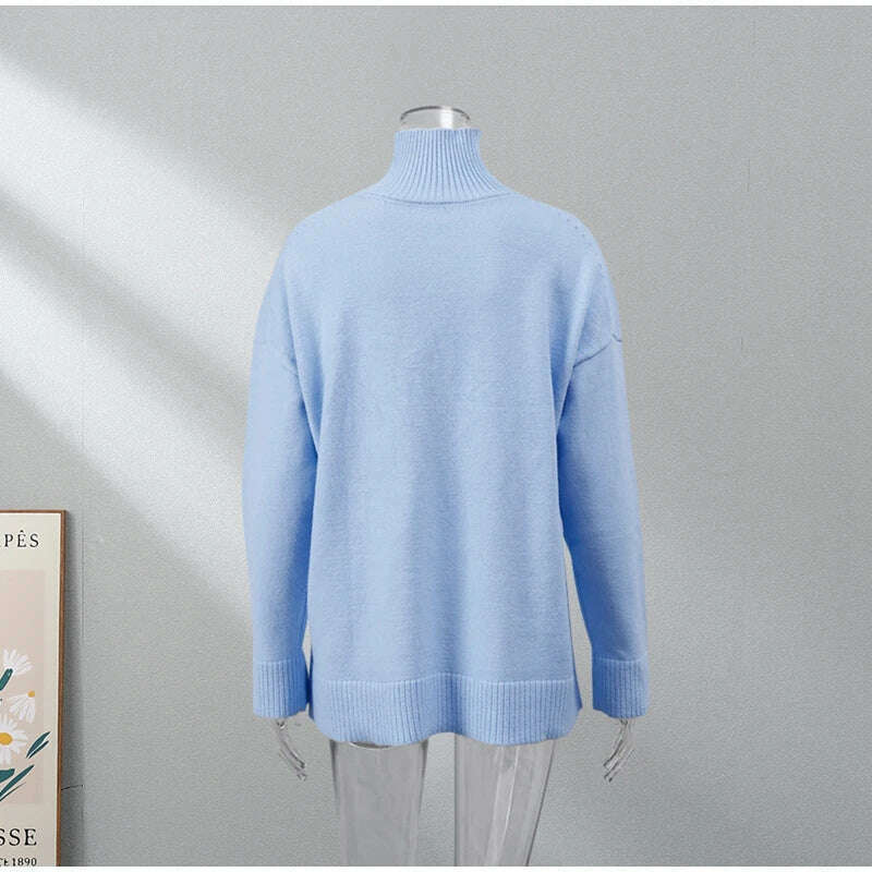 KIMLUD, Winter Women's Turtleneck Oversize Sweater Pullover Female Vintage Jumper Solid Warm Knitted Sweater Soft 2023 White Green, KIMLUD Womens Clothes