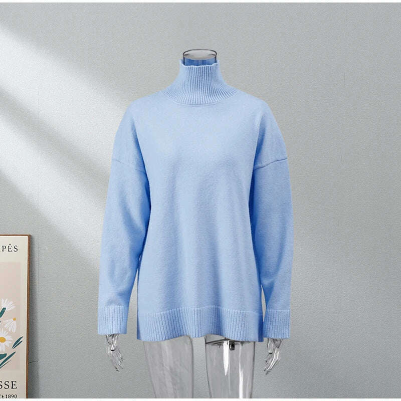 KIMLUD, Winter Women's Turtleneck Oversize Sweater Pullover Female Vintage Jumper Solid Warm Knitted Sweater Soft 2023 White Green, KIMLUD Womens Clothes