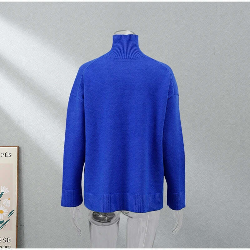 KIMLUD, Winter Women's Turtleneck Oversize Sweater Pullover Female Vintage Jumper Solid Warm Knitted Sweater Soft 2023 White Green, KIMLUD Womens Clothes