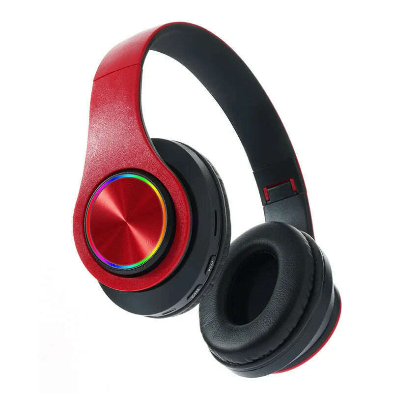KIMLUD, Wireless Bluetooth Headset Foldable Headphones HiFi Stereo Earphone With Mic Support SD Card FM For Xiaomi Iphone Sumsamg Phone, Red, KIMLUD APPAREL - Womens Clothes