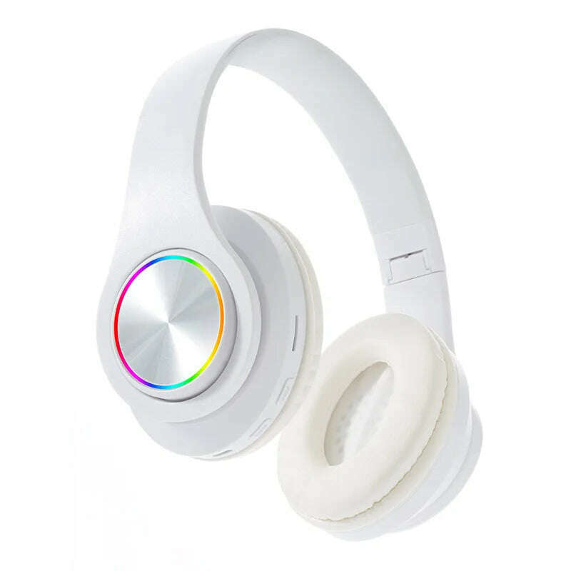 KIMLUD, Wireless Bluetooth Headset Foldable Headphones HiFi Stereo Earphone With Mic Support SD Card FM For Xiaomi Iphone Sumsamg Phone, White, KIMLUD APPAREL - Womens Clothes