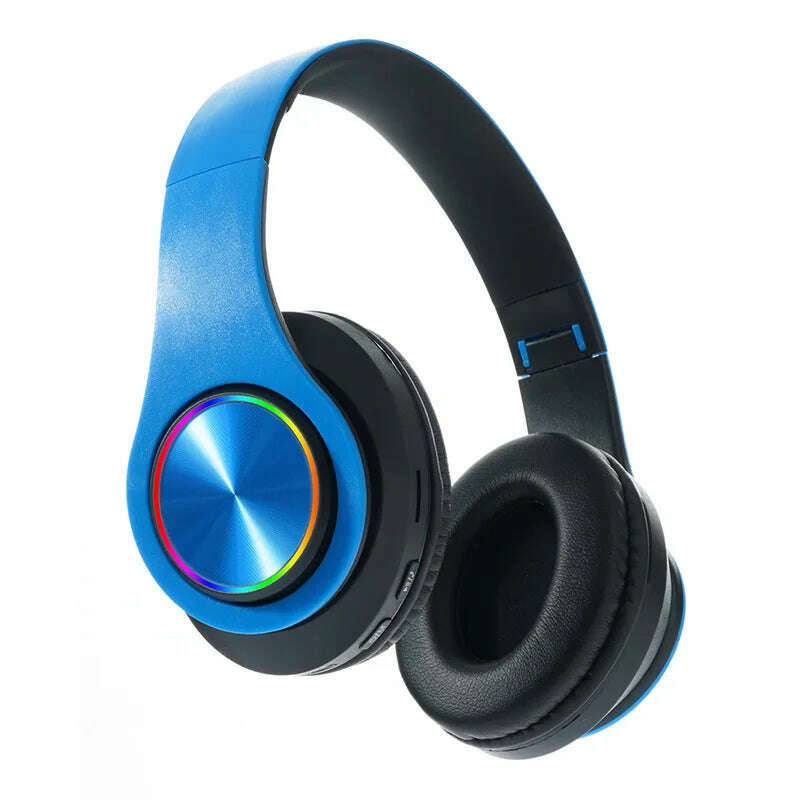 KIMLUD, Wireless Bluetooth Headset Foldable Headphones HiFi Stereo Earphone With Mic Support SD Card FM For Xiaomi Iphone Sumsamg Phone, Blue, KIMLUD APPAREL - Womens Clothes