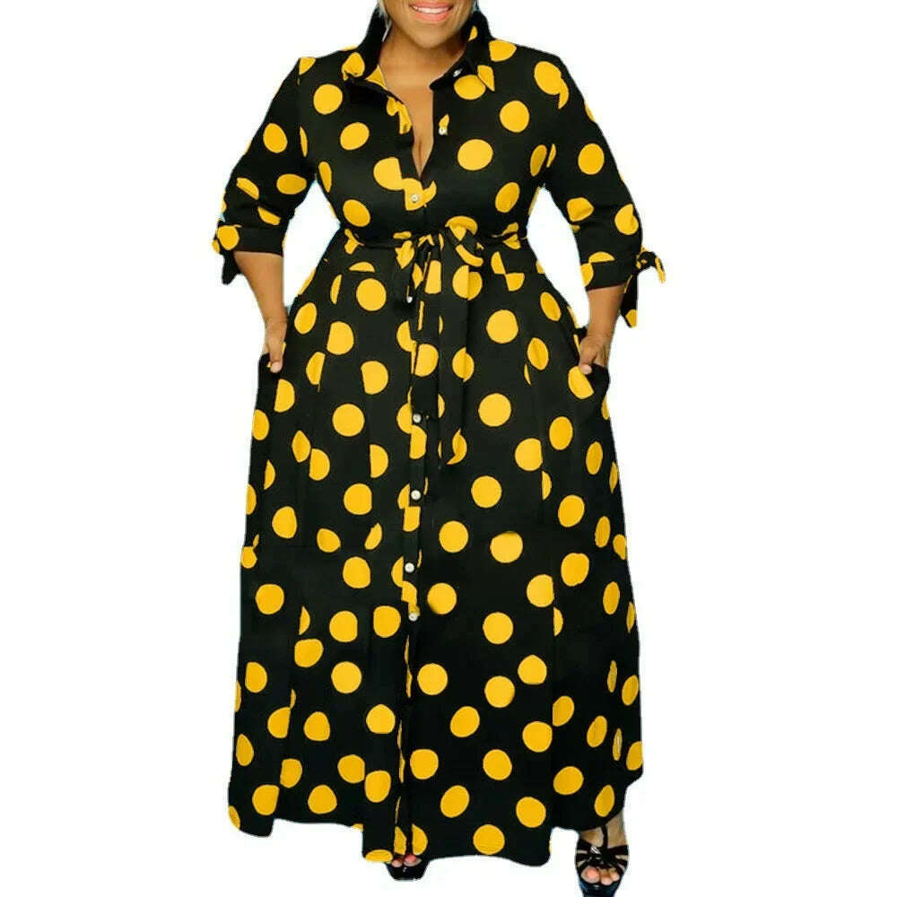 women plus size dresses sale Wmstar Plus Size Dresses for Women Dot Printed with Pockets Slashes Fa