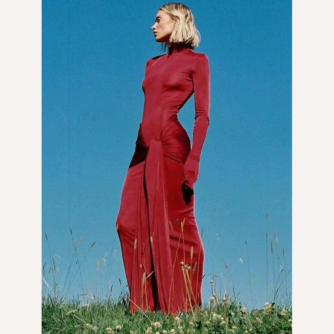 Woman Clothing Turtleneck Low Waist Bandage Bodycon Holiday Dress Streetwear Autumn Winter Solid Slim Party Club Long Dresses Woman Clothing Turtleneck Low Waist Bandage Bodycon Holiday Dress Streetwear Autumn Winter Solid Slim Party Club Long Dresses
