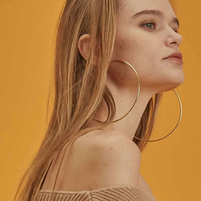 KIMLUD, Women 3-10cm Small Big Circle Hoop Earrings Statement Ear Ring Fashion Jewelry Gift Nightclub DJ 2020, KIMLUD Womens Clothes